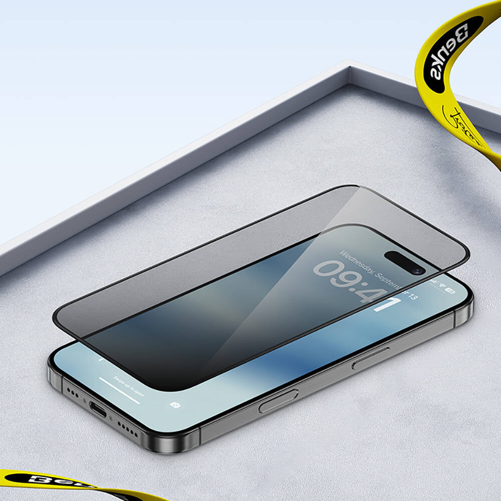 Benks Ultra Shield iPhone 14 Pro Max 0.4mm Privacy Ekran Koruyucu + Kolay Uygulama Aparatlı Benks Ultra Shield iPhone 14 Pro Max 0.4mm Privacy Ekran Koruyucu + Kolay Uygulama Aparatlı